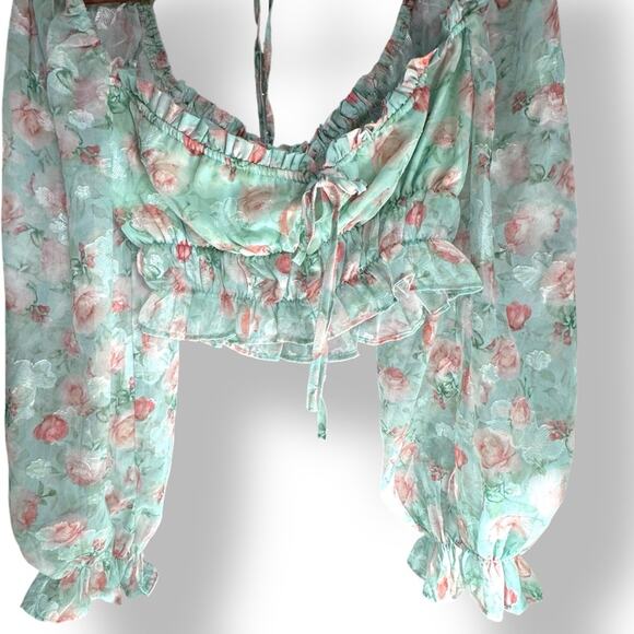 Babydoll MilkMaid Romantic Crop top Chiffon Floral Smock… - Picture 6 of 14